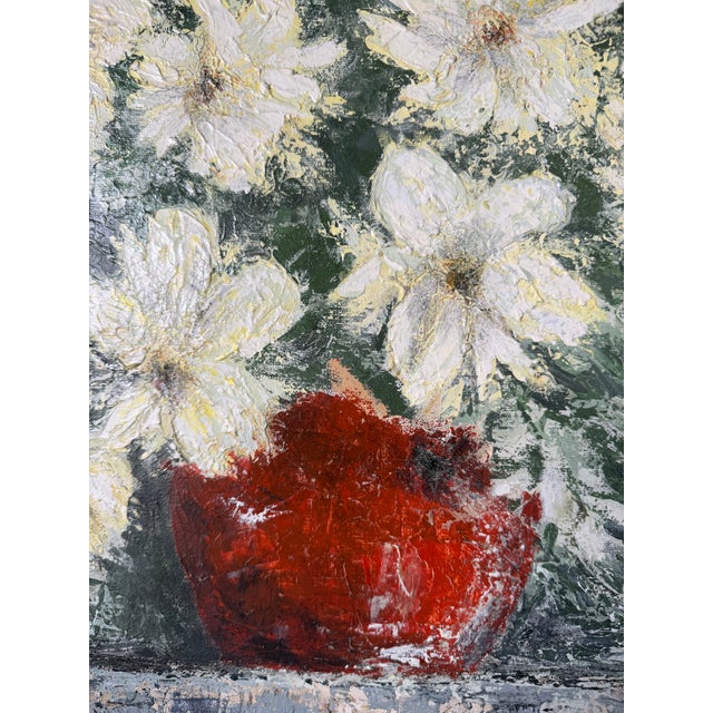 Mid-Century Modern 1969 Vintage Impressionist Floral Still Life Oil on Canvas Painting, Signed For Sale - Image 3 of 12