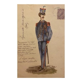 Unknown - Figurino Della Banda - Original Ink and Watercolor on Paper - 1881 For Sale