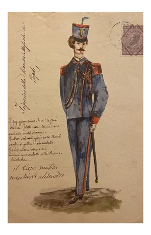 Unknown - Figurino Della Banda - Original Ink and Watercolor on Paper - 1881