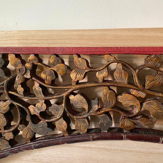 Late 19th Century Chinoiserie Wall Art —c.1890 Antique Chinese Gilded Curved Arch Spandrel，Pair For Sale - Image 5 of 12