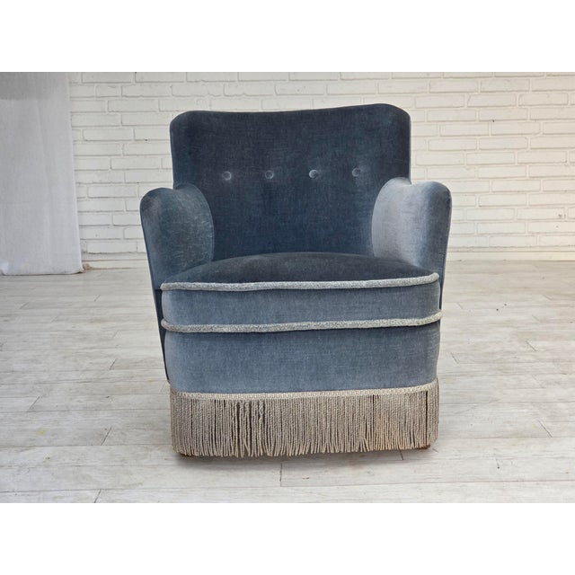Vintage Danish Lounge Chair in Furniture Velour and Beech Wood, 1960s For Sale - Image 13 of 18