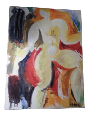 Abstract Female Nude, O/C, Signed May Bender 2001