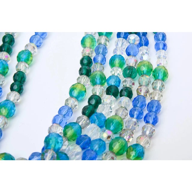Vintage Elsa Schiaparelli Turquoise & Green Glass Strand Necklace With Clip on Earrings - 3 Pieces For Sale - Image 4 of 10