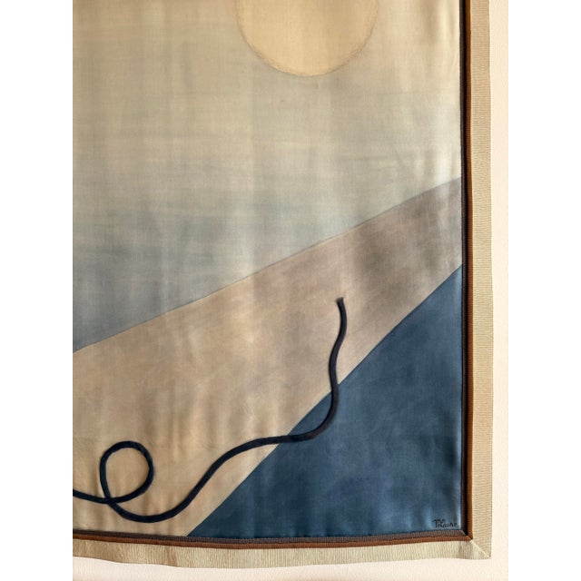 Orange Hand-Dyed Tapestry Painting by French Artist, Marie Luare-Ilie, 1990s For Sale - Image 8 of 13