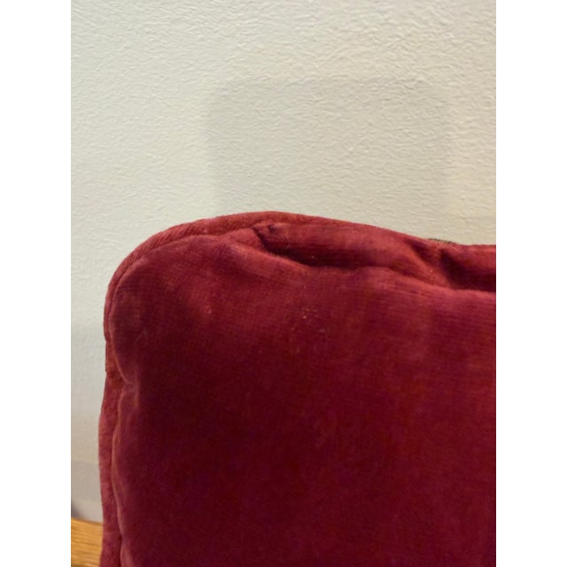 Red Vintage French Bucolic Tapestry Pillow With Young Woman, Small Child, and a Dog For Sale - Image 8 of 11