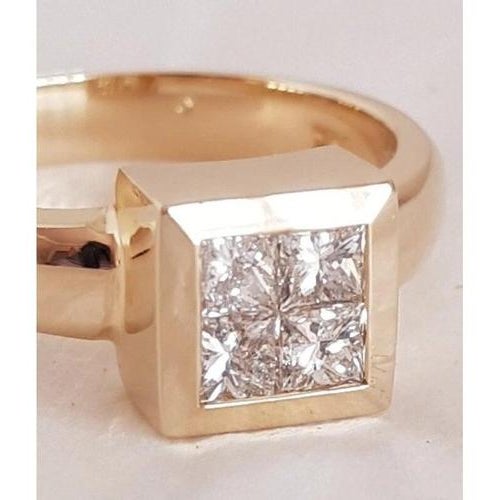 Vintage 14ct Yellow Gold Princess-Cut Diamond Four-Stone Ring, 1960s For Sale - Image 3 of 18
