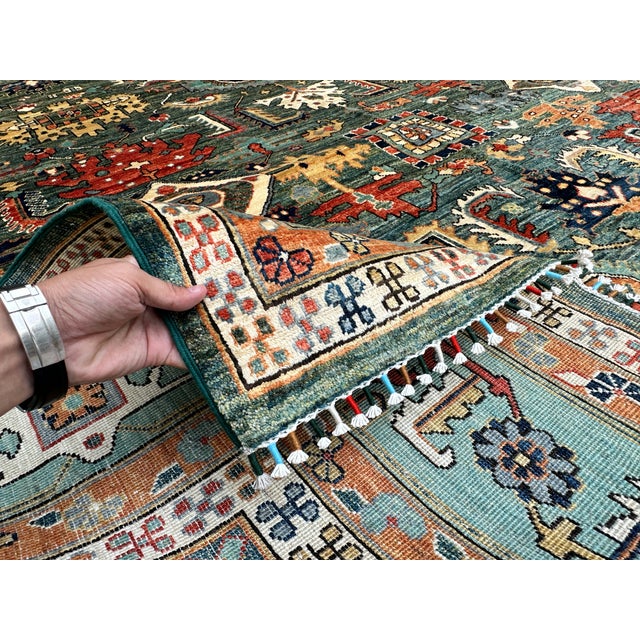 Hand-Knotted Afghan Kazak Chobi Wool Area Rug - 8'8" X 11'10" For Sale - Image 15 of 18
