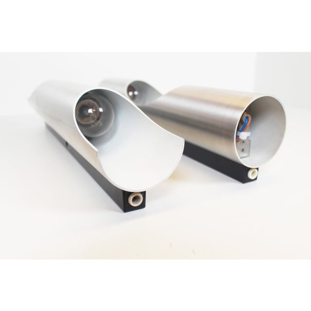 Metal Vintage Brushed Metal Fuga Wall Lamps from Raak Amsterdam, 1970s, Set of 2 For Sale - Image 7 of 9