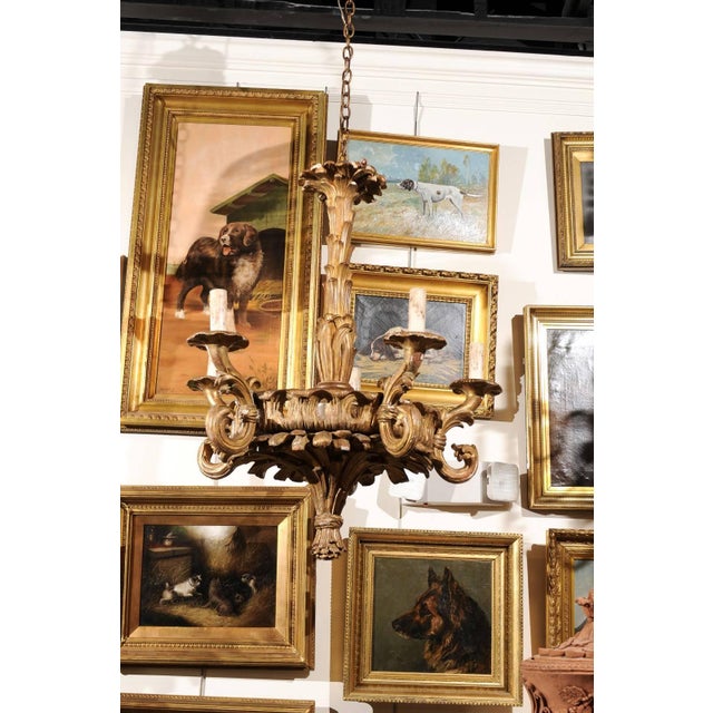 Early 20th Century French Five-Light Foliage Themed Giltwood Carved Chandelier For Sale - Image 10 of 10