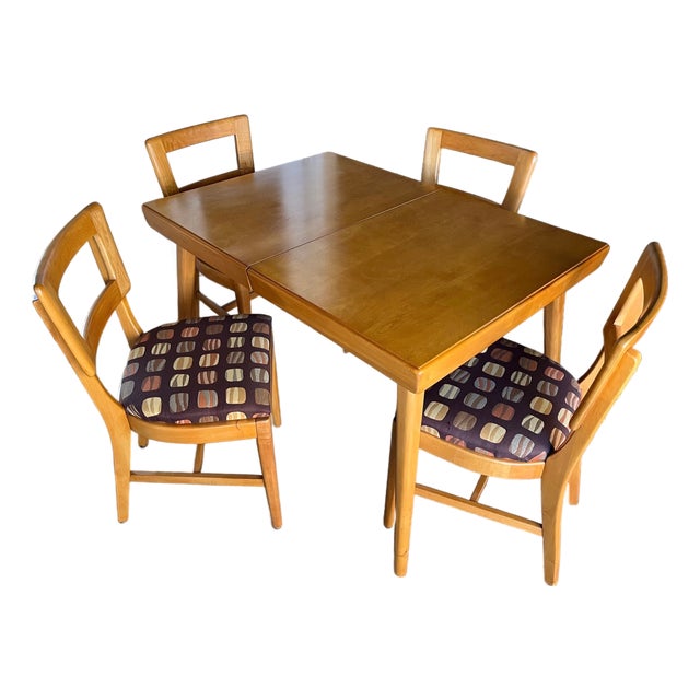 Mid-Century Modern Honey Finish 8-Piece Dining Set — In the Style of Heywood-Wakefield For Sale