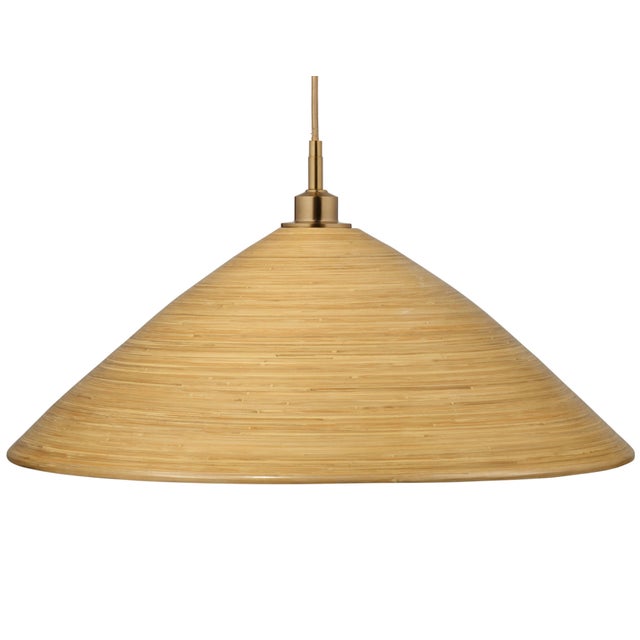 2020s Spun Pendant, Large Natural Bamboo For Sale - Image 5 of 5