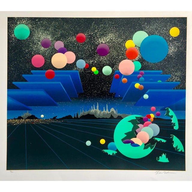 Stan Solomon, Pop Art Surreal Large Colorful Screenprint with Mod Balls of Color Serigraph, 1990 For Sale
