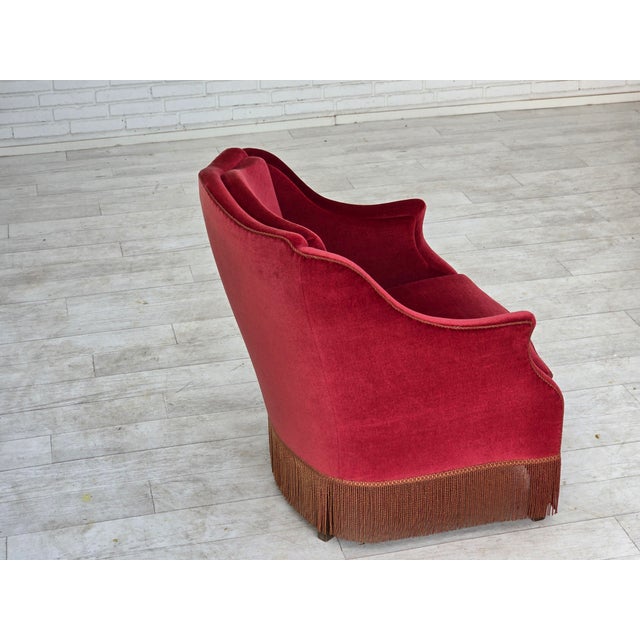 Danish Armchair in Velour with Ash Legs, 1960s For Sale - Image 13 of 18
