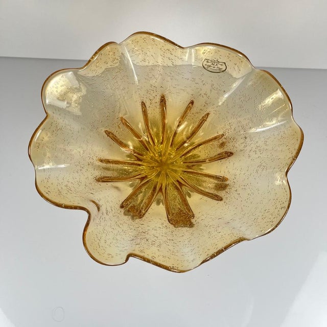 Amber-Colored Murano-Style Glass Bowl, 1970s For Sale - Image 9 of 14
