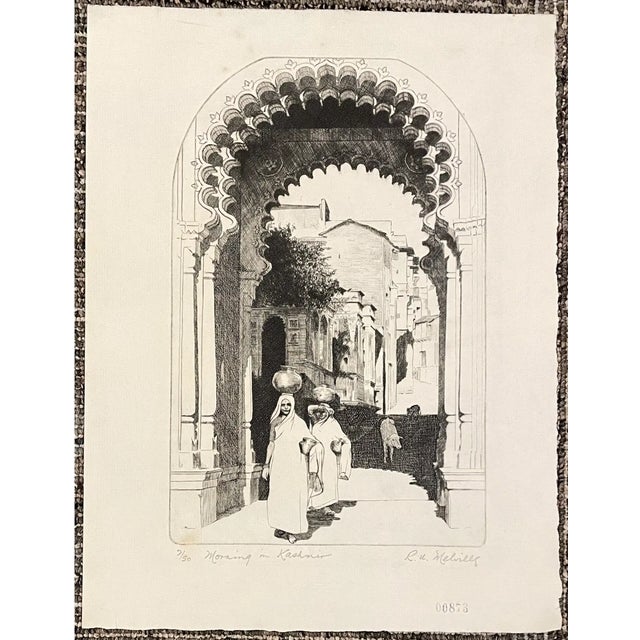1970s RW Melville " Morning in Kashmir" etching on paper, pencil signed, titled and numbered from an edition of 50....