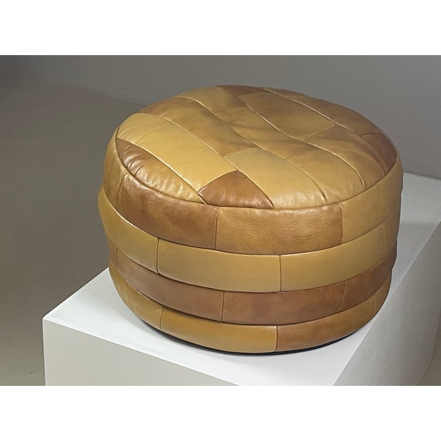 Brown Leather Patchwork Ottoman attributed to de Sede, Switzerland, 1970s For Sale - Image 6 of 13