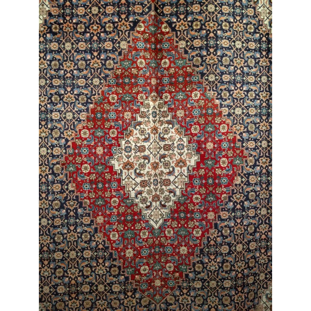 Antique Persian Tabriz Area Rug. Hand-Knotted Wool, Herati Geometric Pattern, Navy & Red, 6x10 For Sale - Image 11 of 16