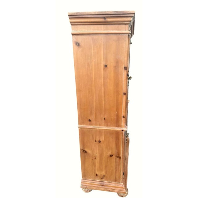Traditional Vintage Bonnet Top Pine Armoire Crafted by Southern Furniture in Conover, North Carolina For Sale - Image 3 of 5