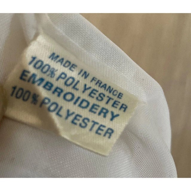 Textile 1960s Vintage France Voiles Embroidered Sheer Panel Curtain White For Sale - Image 7 of 7