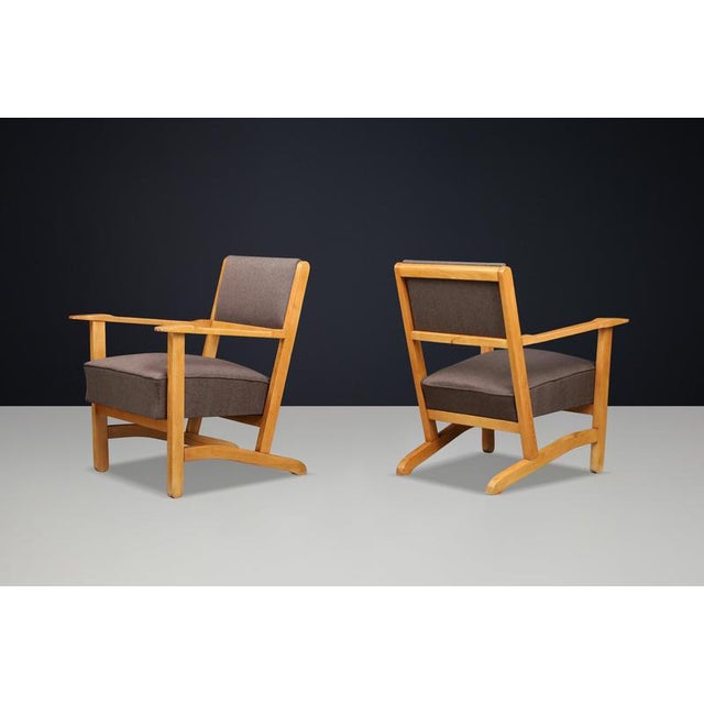 1960s Sculptural European Beech Lounge Armchairs, 1960s, Set of 2 For Sale - Image 5 of 10