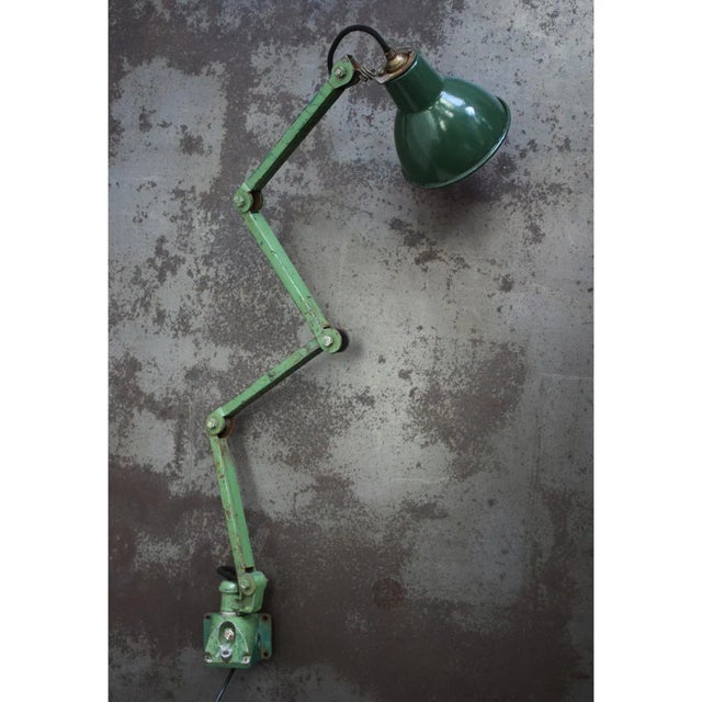 Vintage Industrial Green Metal 4-Arm Machinist Work Wall Light from Dugdills, UK For Sale - Image 6 of 11