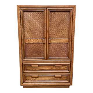 1990s Vintage Thomasville Oak Clothing Armoire For Sale