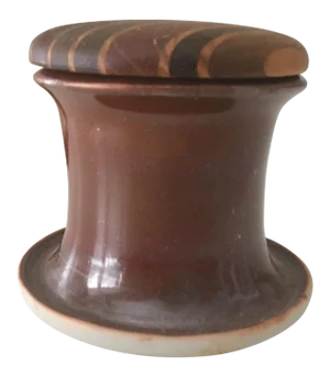 Vintage Mid Century Modern Wood Cork Lid Studio Ceramic Porcelain Pottery