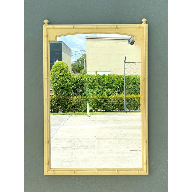 Mid-Century Modern Vintage Faux Bamboo Rectangular Mirror For Sale - Image 3 of 15