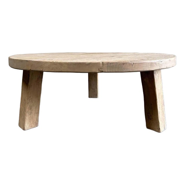 Custom Round Luna Reclaimed Wood Coffee Table For Sale