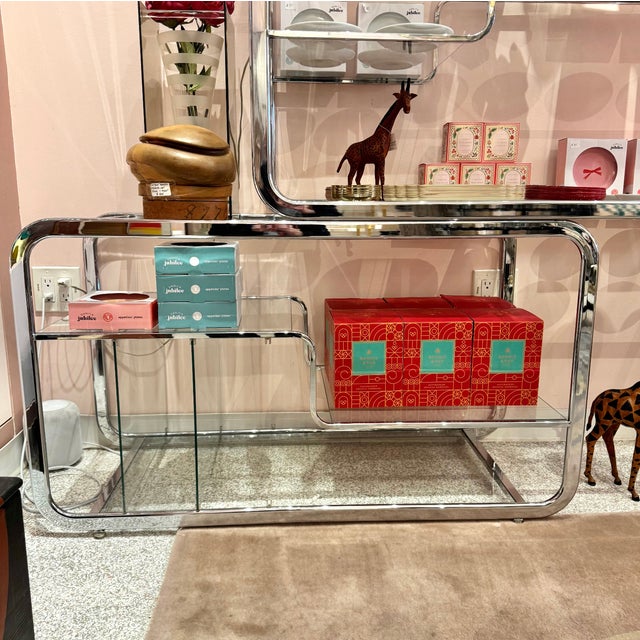 1980s Dia Chrome and Glass Nesting Etagere, Attributed For Sale - Image 11 of 12