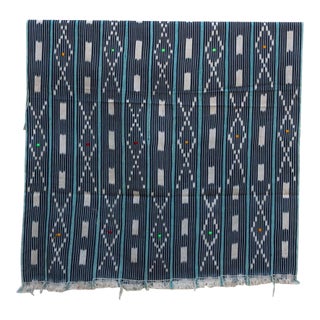 Vintage Baoule African "Midnight Horizons" Ikat Throw For Sale
