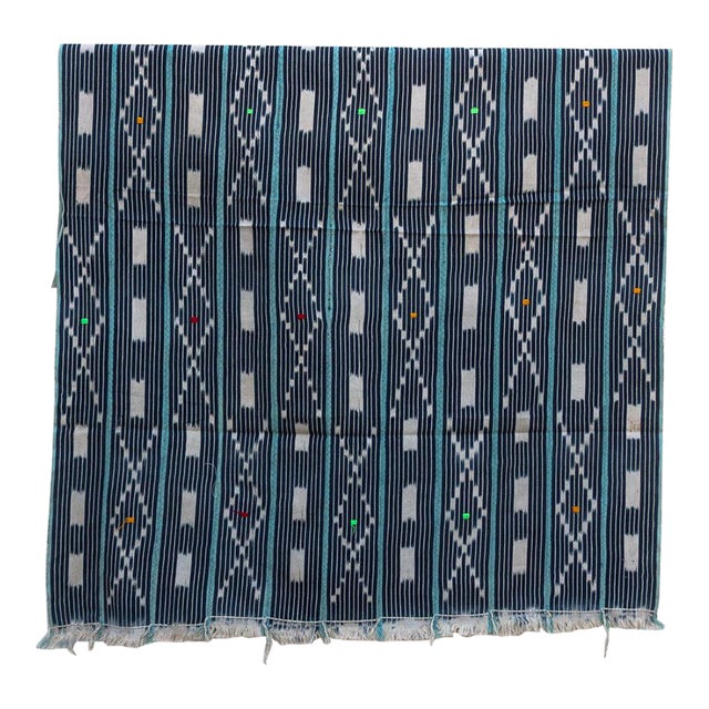Vintage Baoule African "Midnight Horizons" Ikat Throw For Sale