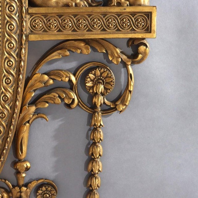 Late 19th Century Antique Egyptian Revival Neoclassical Gilt Bronze Sphin Wall Mirror C1890 For Sale - Image 5 of 9