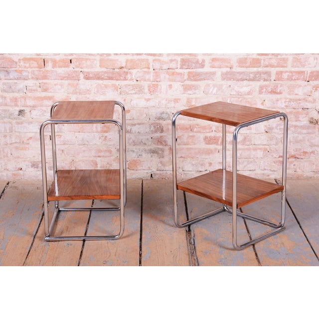 Brown Bauhaus Bedside Tables by M. Breuer for Thonet, Germany, 1920s, Set of 2 For Sale - Image 8 of 16