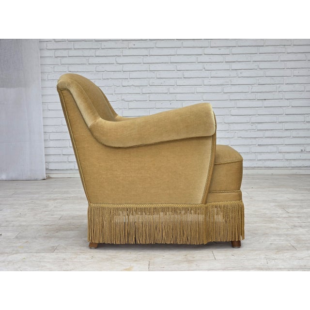 Danish Armchair with Velour Upholstery and Oak Legs, 1970s For Sale - Image 10 of 18