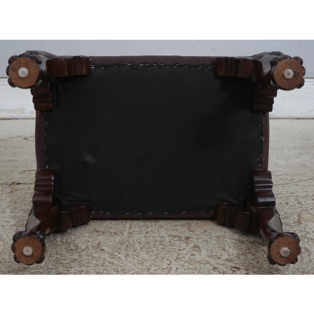 Chippendale English Style Paw Feet Mahogany Ottoman For Sale - Image 11 of 11