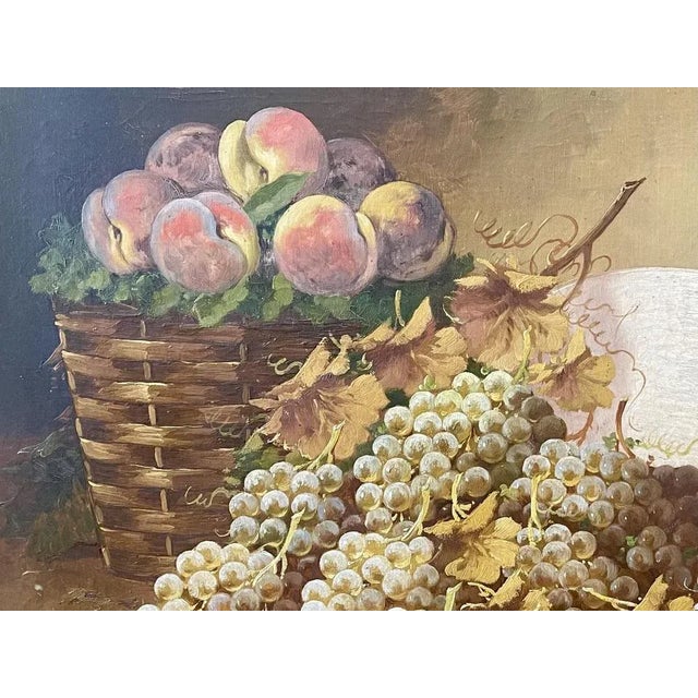 Louis Lartigau, Grapes and Peaches, Oil on Canvas, Framed For Sale - Image 4 of 11