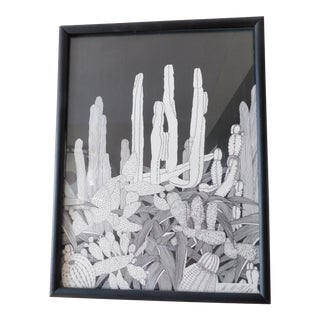 1980s Abstract Botanical Ukrainian Woodcut, Framed For Sale