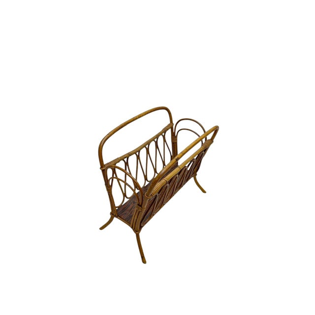 Rattan Bamboo Magazine Rack from Franco Albini, Italy, 1970s For Sale - Image 14 of 15
