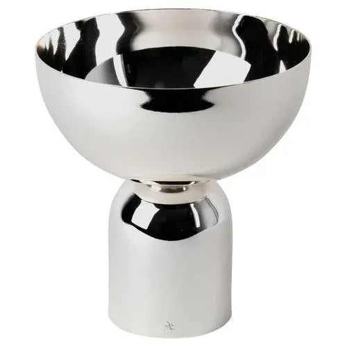 Cylindrical Base Varnished Silver-Nickel Plated Bowl by Avlu For Sale - Image 6 of 6