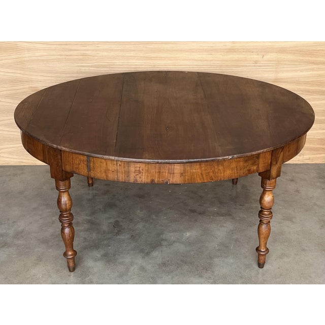 Late 19th Century 19th Century Walnut Oval Center Country Table with Turned Legs, France, 1890s For Sale - Image 5 of 9
