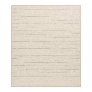 Rug & Kilim’s Textural Kilim Rug in Cream and White High-Low Stripes - 13x19 For Sale
