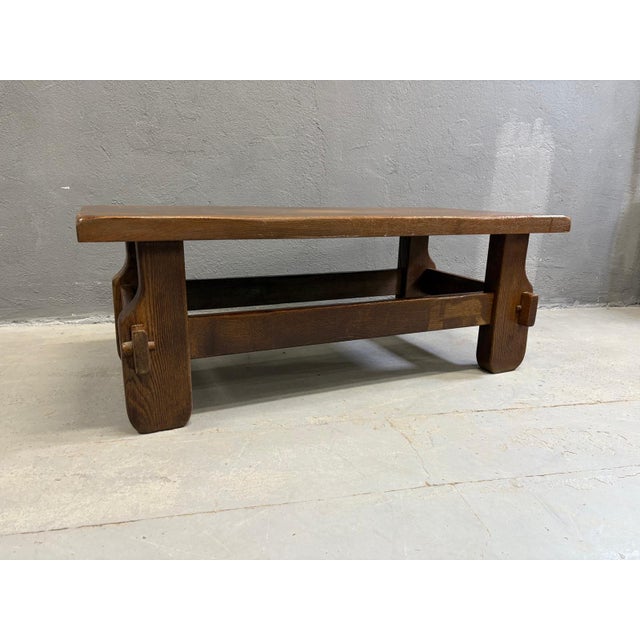 1970s Brutalist Oak Coffee Table, 1970s For Sale - Image 5 of 7