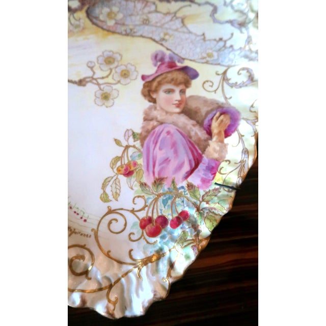 Turner Extraordinary Large 19th Century Porcelain Heart Shaped Wall Hanging or Centerpiece, Hand-Painted - By G. W. Turner, Tunstall, England For Sale - Image 4 of 11