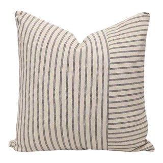 French-Style Beige and Brown Striped Square Pillow | 19-Inch Single For Sale