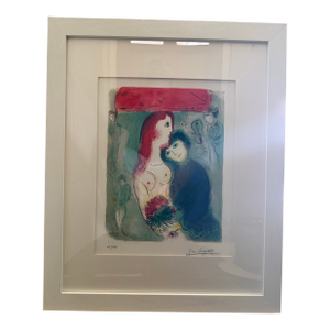 Marc Chagall Lovers Lithograph Print Signed and Numbered 20/375 – Framed Modernist Artwork