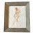 1970’s Vintage Female Nude Watercolor Painting Distressed Wood Tabletop Frame For Sale