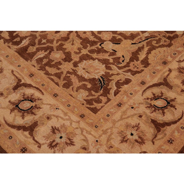 1990s Oriental Ziegler Ocie Brown Tan Hand-Knotted Wool Rug - 6'2'' X 9'1'' For Sale - Image 5 of 8