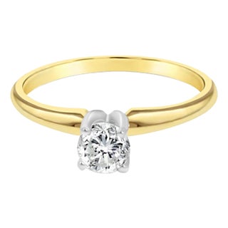Quarter Carat Brilliant Solitaire Diamond Engagement Ring, Size 6 For Sale