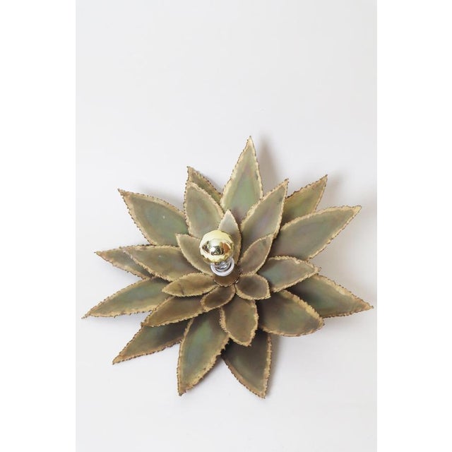 Vintage Floral Brass Wall Sconce by Maison Jansen, 1960s For Sale - Image 9 of 15
